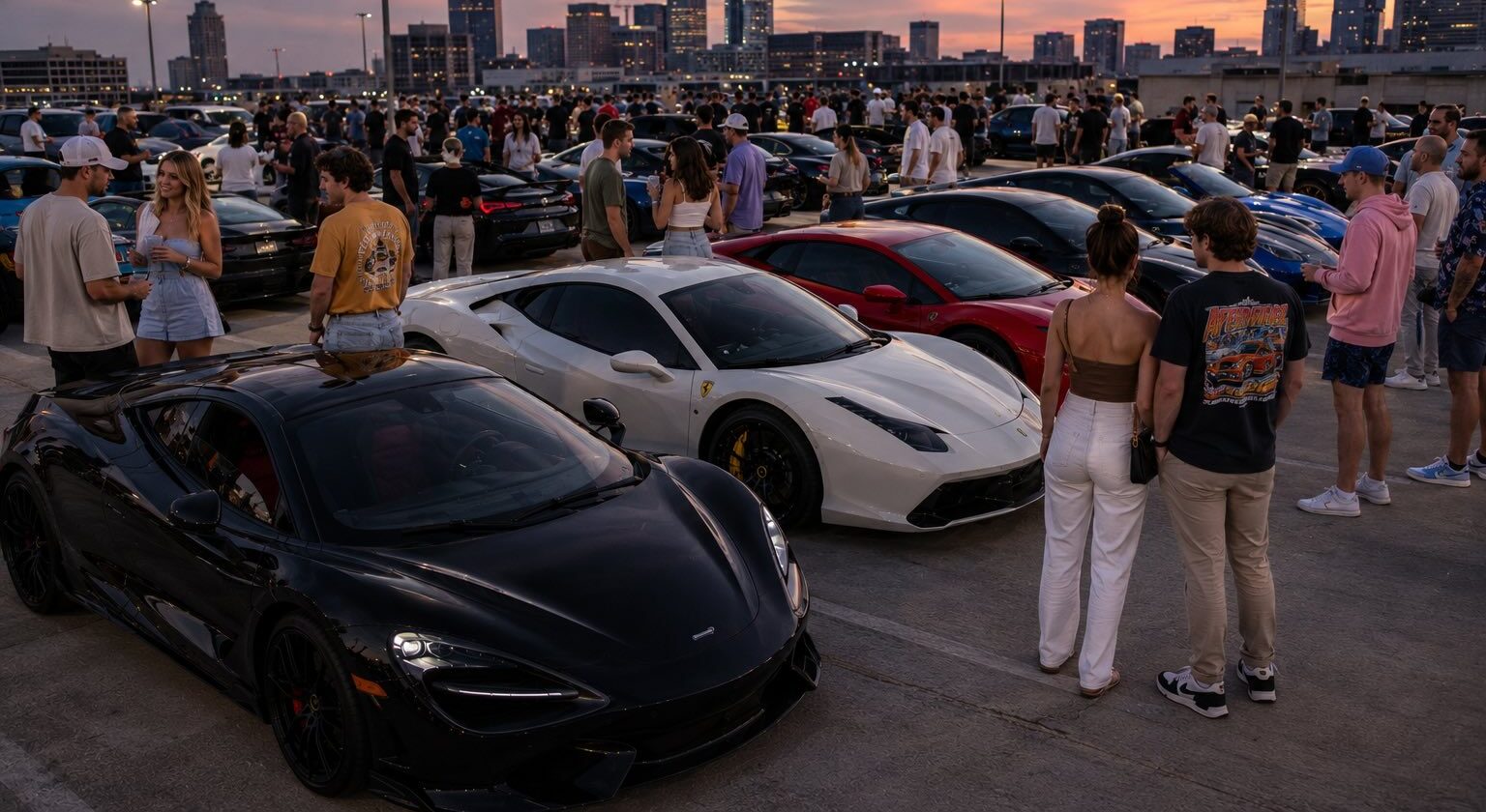 Luxury car rental display for private events and public gatherings