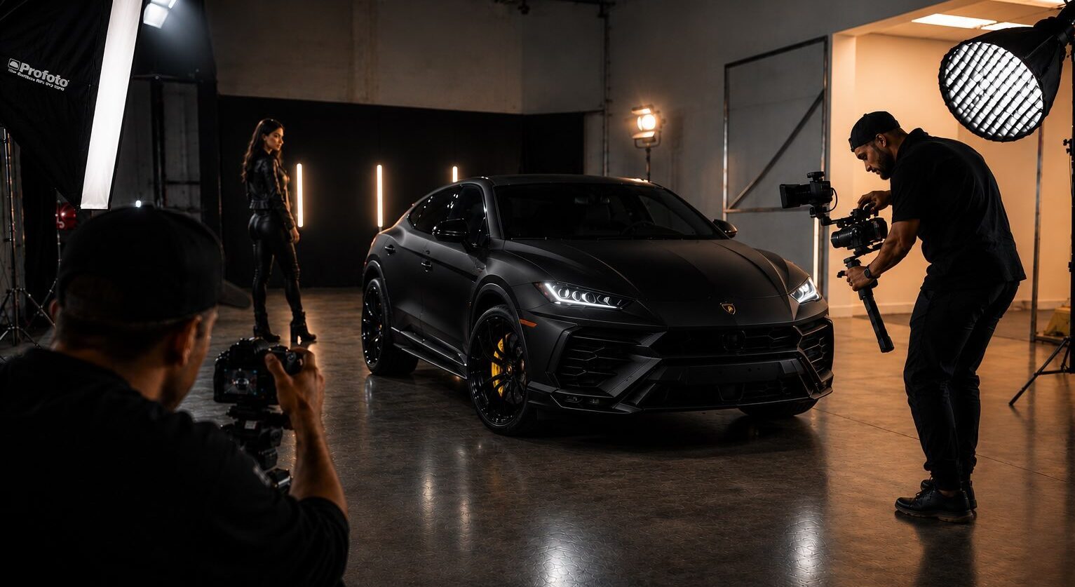 Exotic car rental for professional photography and video production