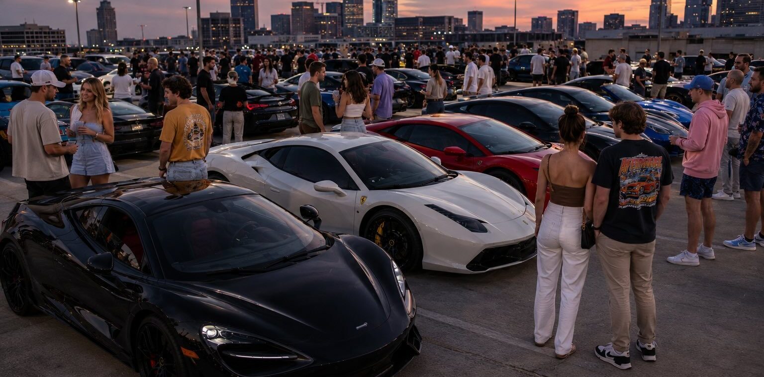 Luxury car rental display for private events and public gatherings